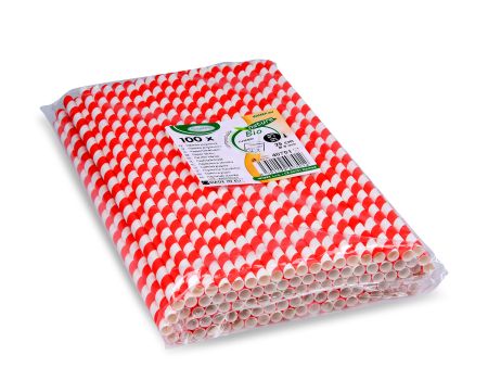 Slamka papierová - červeno-biela